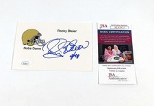 Rocky Bleier Signed Notre Dame 4 x 6 Index Card JSA Auto Helmet Logo