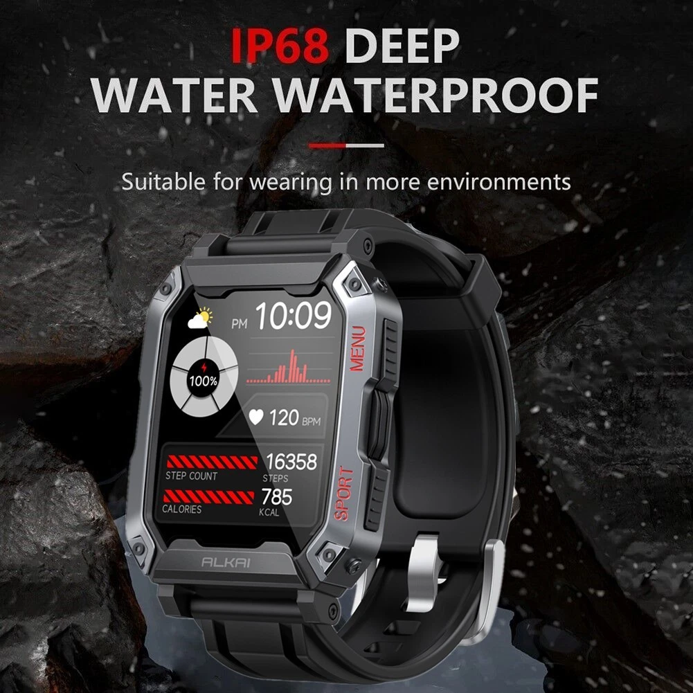 2.02" Smart Watch For Men 5ATM Waterproof Military Sport Watch For Android iOS
