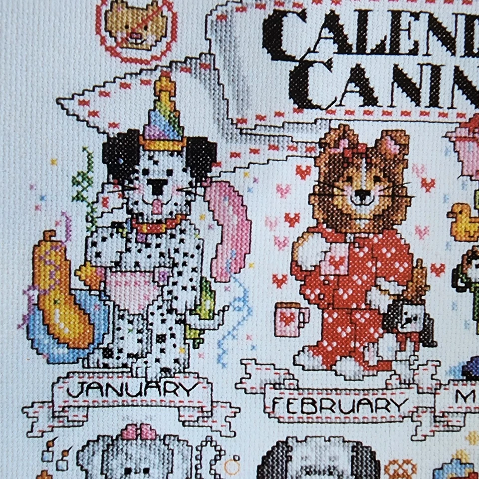 Design Works Calendar Canines Counted Cross Stitch Kit 9256 Dog Pets Puppy VTG - Image 4 of 4