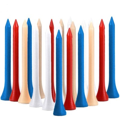 FINGER TEN Golf Tees 100 Stück Hartholz 70mm/83mm Blau Weiß Rot