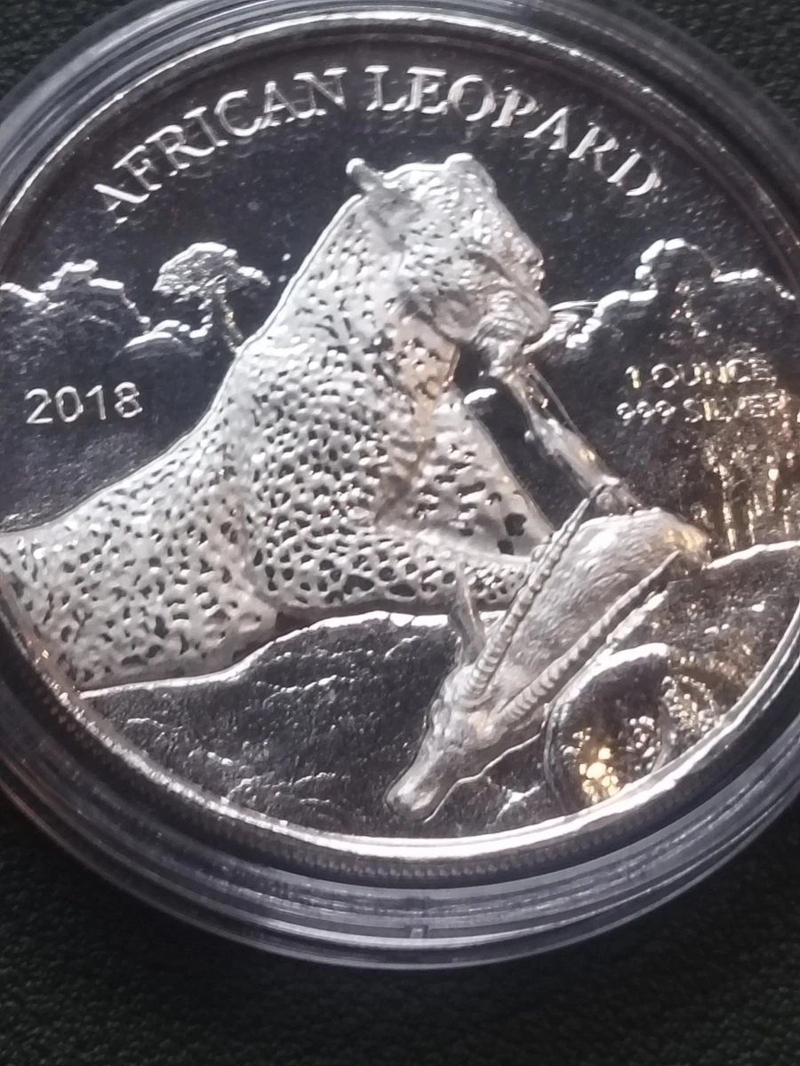 1 OZ PLATA. 2018. 2ª SERIE AFRICAN LEOPARD GHANA. PROOF. 999 ESCASA.LG-2.