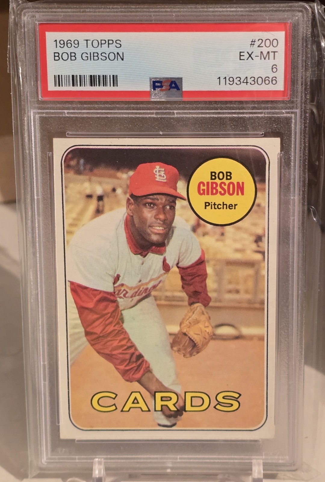 1969 Topps #200 Bob Gibson St. Louis Cardinals PSA 6 Graded Baseball Card HOF