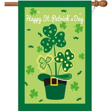 Large Green 28x40 Double Sided Garden Flag St Patricks Day Decor For Outside New