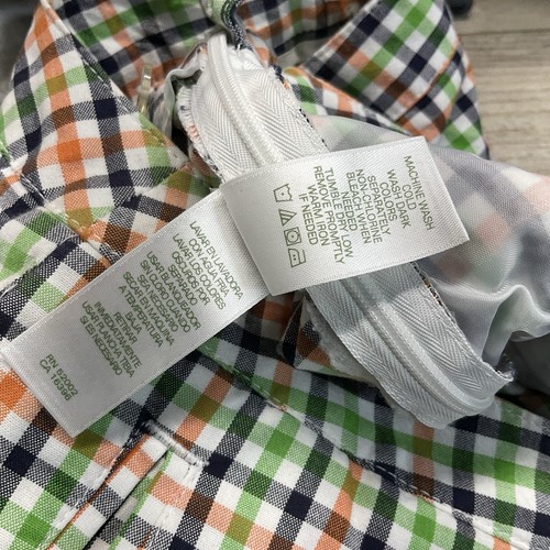 Lizgolf Cropped Capri Pants Women’s Size 8 Green Orange Navy Plaid Pockets Zip - Picture 9 of 10