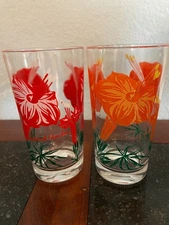 Vtg Boscul Peanut Butter glasses - 2 CARDINAL CLIMBERs - orange, red -  Lot of 2