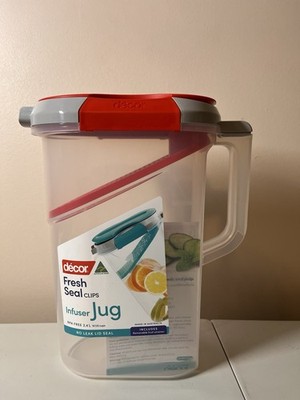 décor 2.4L Fresh Seal Fruit Infuser Jug BPA-Free w/ Lid & Strainer   NEW