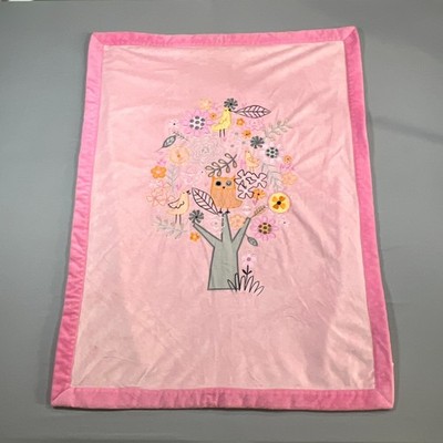Koala Baby Crib Blanket 29'' X 38'' Pink Birds Tree Embroidered Sherpa Fleece