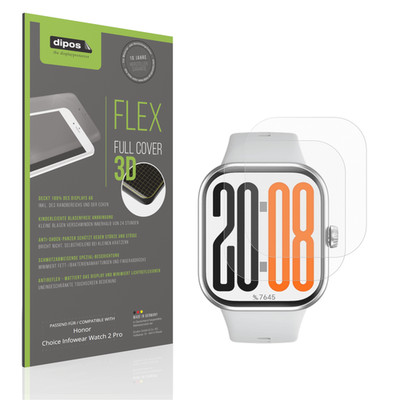 2x Full Cover Schutzfolie matt für Honor Choice Infowear Watch 2 Pro