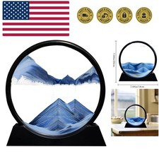 Moving Sand Art Picture Round Glass 3D Deep Sea Sandscape in Motion Display F...