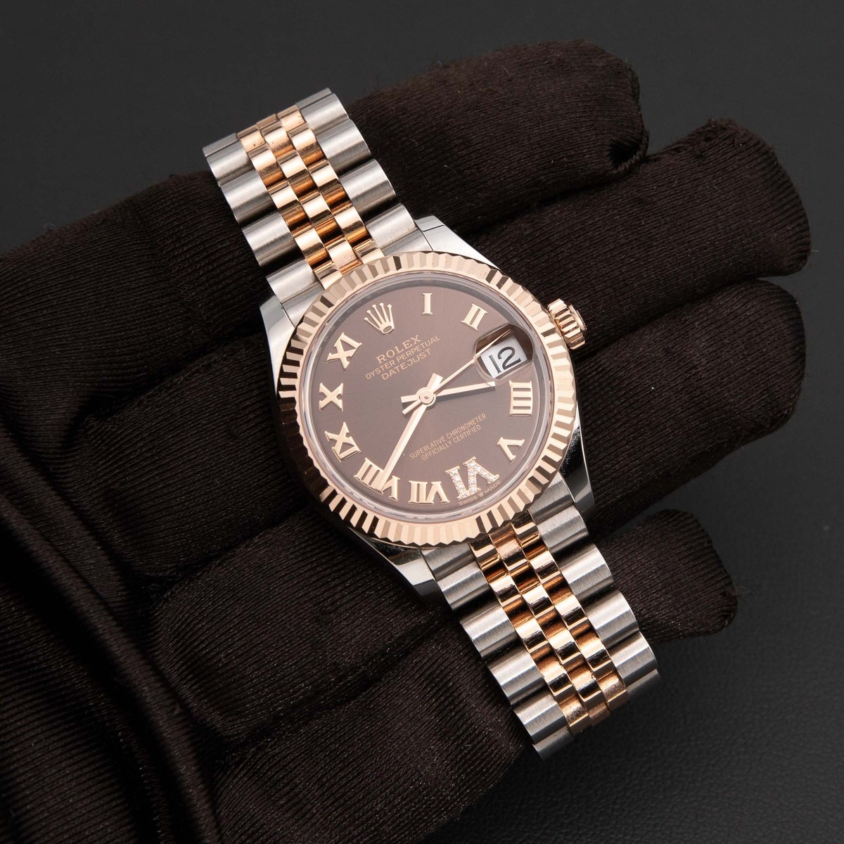 Rolex Datejust 31mm 278271 Chocolate Dial 6 Pave Jubilee Watch