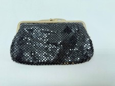 Vintage Whiting Davis Black Metal Mesh Coin Purse Kiss Lock Clutch Hong Kong
