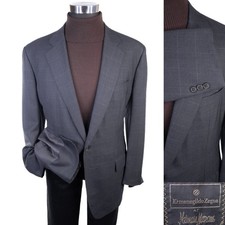 Ermenegildo Zegna Wool Windowpane Blazer Approx US 46 EU 56 Tailored Fit