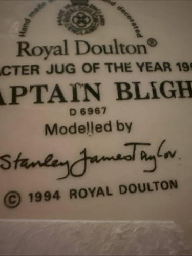 Royal Doulton Captain Bligh #D6967 1995 Character Jug of the Year Toby Mug  -LN - Picture 8 of 9