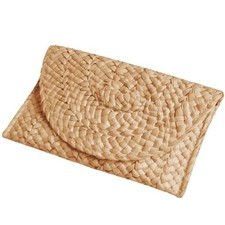 Straw Clutch Purse for Women, Woven Beach Straw Bags for Summer,Raffia Beige