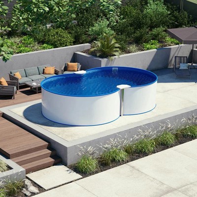 Achtformpool 4,60x7,25x1,20 m Folie Blau 0,8mm Stahlwandbecken Made in Germany