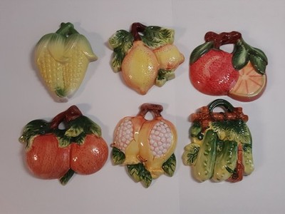 Vintage Inspired Fruits And Veges Wall Plaques Lemon, Orange, Cucumber,  Orange
