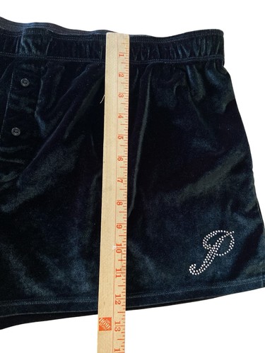 VS PINK Black Velvet Lounge Shorts XL Women’s Sleepwear Rhinestone Logo - Picture 6 of 7