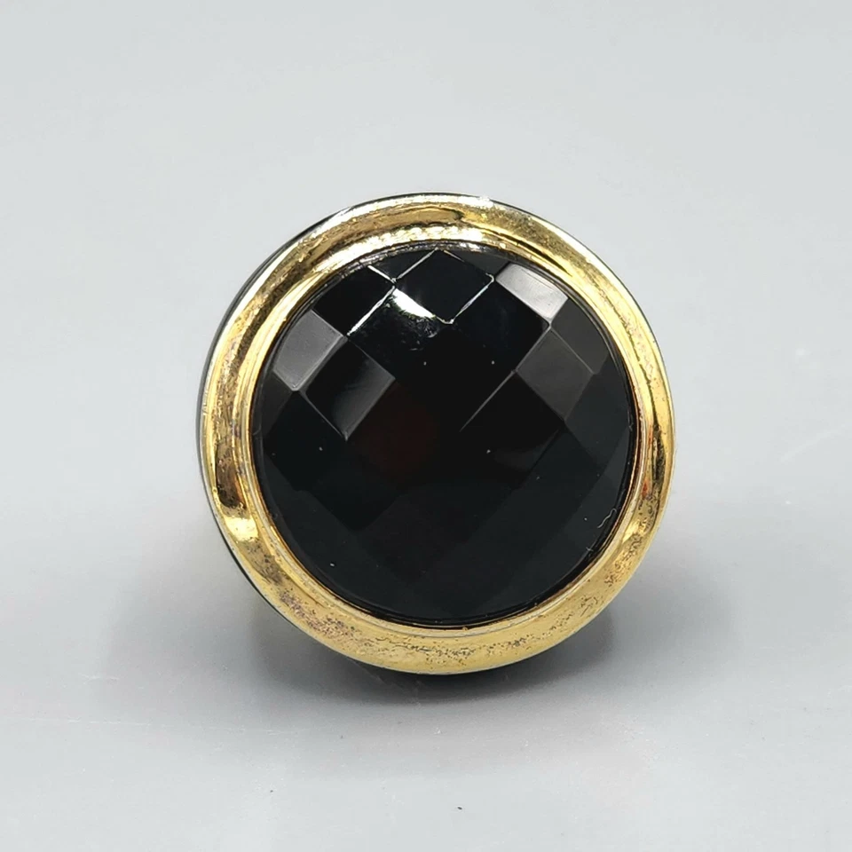 Anillo llamativo de ónix a cuadros Vermeil de plata de ley talla 6 21,4 g Foto 2 de 4