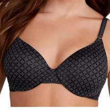 Warners This Is Not A Bra Underwire T-Shirt Bra 36D NWT 01593 Gunmetal Geo Print