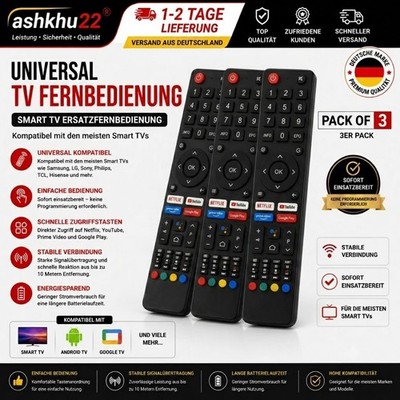 3 Stück Universal Fernbedienung Smart TV Remote Control Ersatzfernbedienung Netf