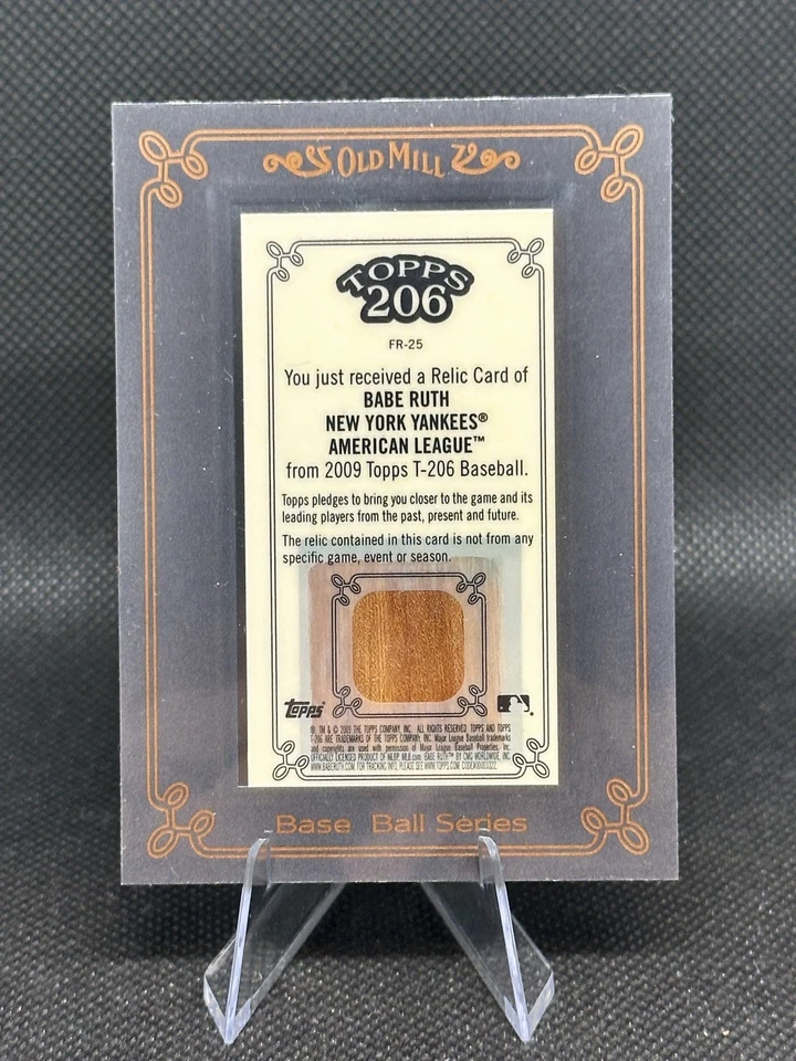 2009 Topps 206 Babe Ruth Old Mill Mini Framed Relics Game Used Bat FR-25 Yankees - Image 2 of 2