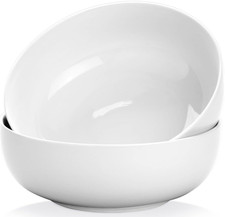 2 Bowls Porcelana 120oz Ensalada Pasta Sopa Grandes Blancos Cocina, Nuevo