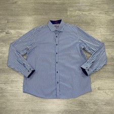 Report Collection Dress Shirt Men s XXL Blue Checkered 100 Cotton Button Up