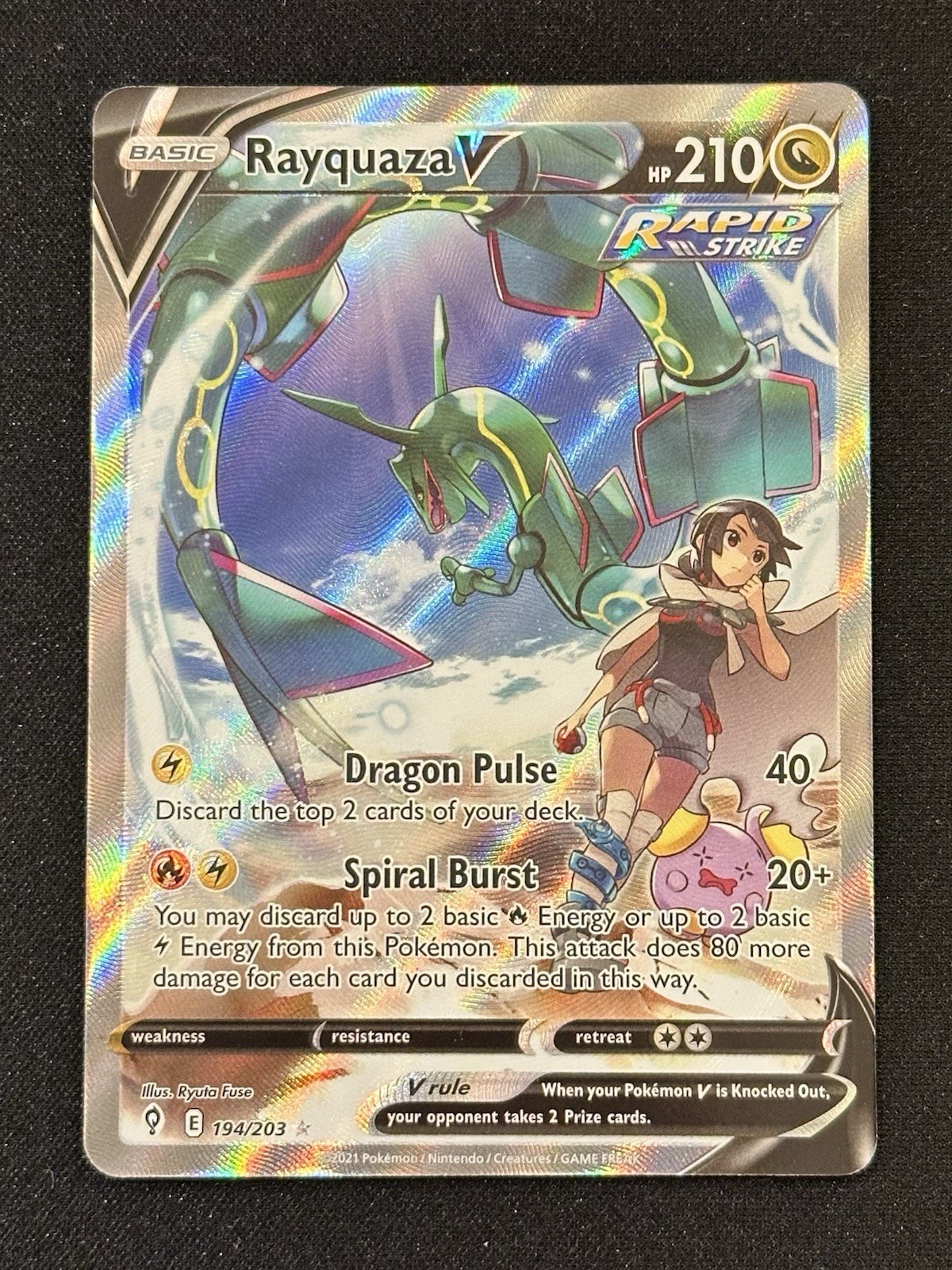 Pokémon TCG Rayquaza v Alt Art Evolving Skies Card 194/203
