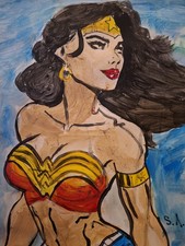 Original Pop Expressionist Amazonian Radiance Wonder Woman A3 ST3RLING Art
