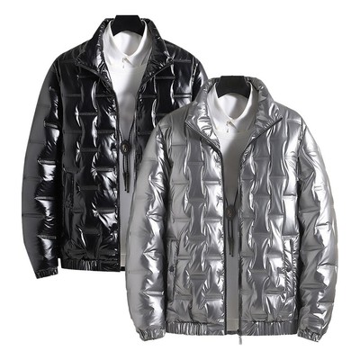 Herren Winter wattierter Parka glänzend Wetlook Mantel mit Kapuze für Freizeit Outdoor