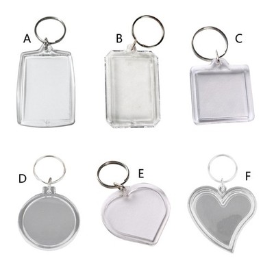 10Pcs Clear Acrylic Picture Frame Keychain Various Shapes Blank Photo Keychains