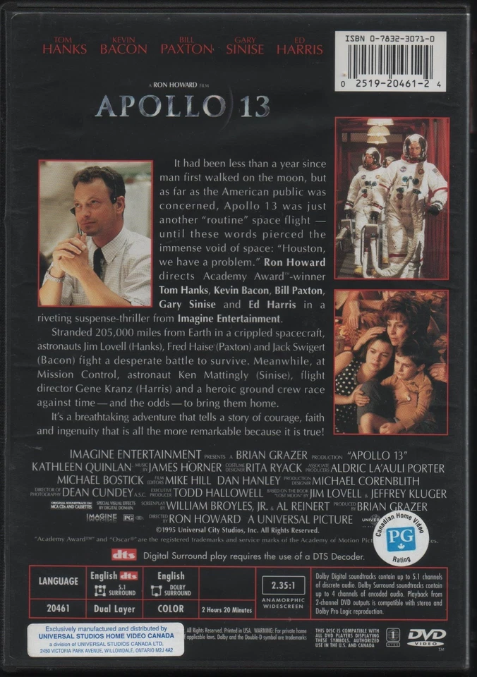 Apollo 13 (1995) (DVD 1999) US NTSC REGION 1 - Tom HanksKevin Bacon Bill Paxton - Image 2 of 3