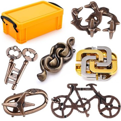 6 Pcs Metal Brain Teaser Puzzles Set For Adults Kids IQ Wire Test Game Toy