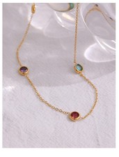 18k Gold Plated Multicolor Cubic Zirconia Antique Women Necklace Bracelet Set