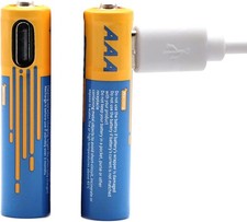 2x AAA Rechargeable Batteries. Easiest  Safest Type C Quick Charging Batteries