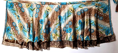 Women's Indian Sari Wrap Skirt Handmade Reversible Vintage Hippie XL Tea - Image 1 of 4