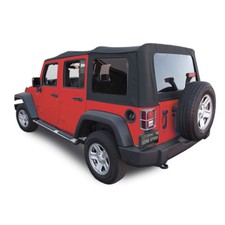 Jeep Wrangler 4 Dr Jk Soft Top 2007-09 Tinted Windows Black Sailcloth Jeep Wrangler 4 Dr Jk Soft Top 2007-09 Tinted Windows Black Sailcloth