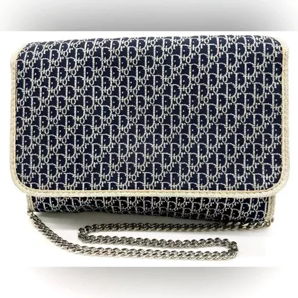 Sac chaîne trotteur métallisé marine Dior