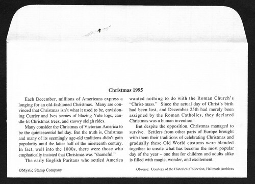 #3006 32c Christmas '95 -Child Holding Tree - Mystic FDC - Picture 2 of 2