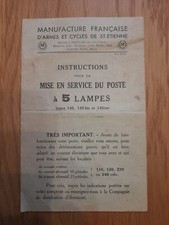 mode d'emploi feuillet poste à 5 lampes Saint Etienne radio tsf ancienne