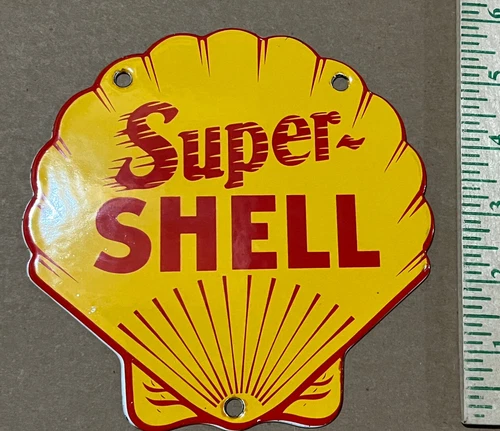 Vintage Style  Super Gas Pump Gasoline  Service Die-cut Porcelain  Sign