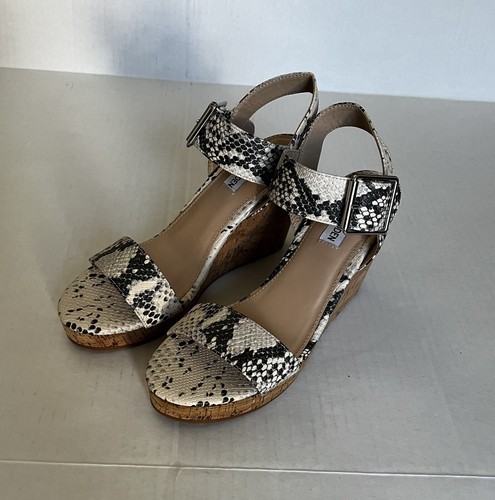 Steve Madden Escalate Style Chunky Cork Wedge Platform Snake Heel - Y2K Size 8.5 - Picture 6 of 12