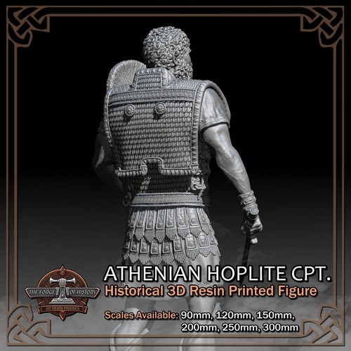 Greek Athenian Hoplite Captain - 3D Resin Print Figure Kit - Scale 90mm to 300mm - Picture 9 of 16