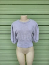  ZARA light PURPLE FAUX FUR SWEATER Knit Elastic Cuff Size M #5193