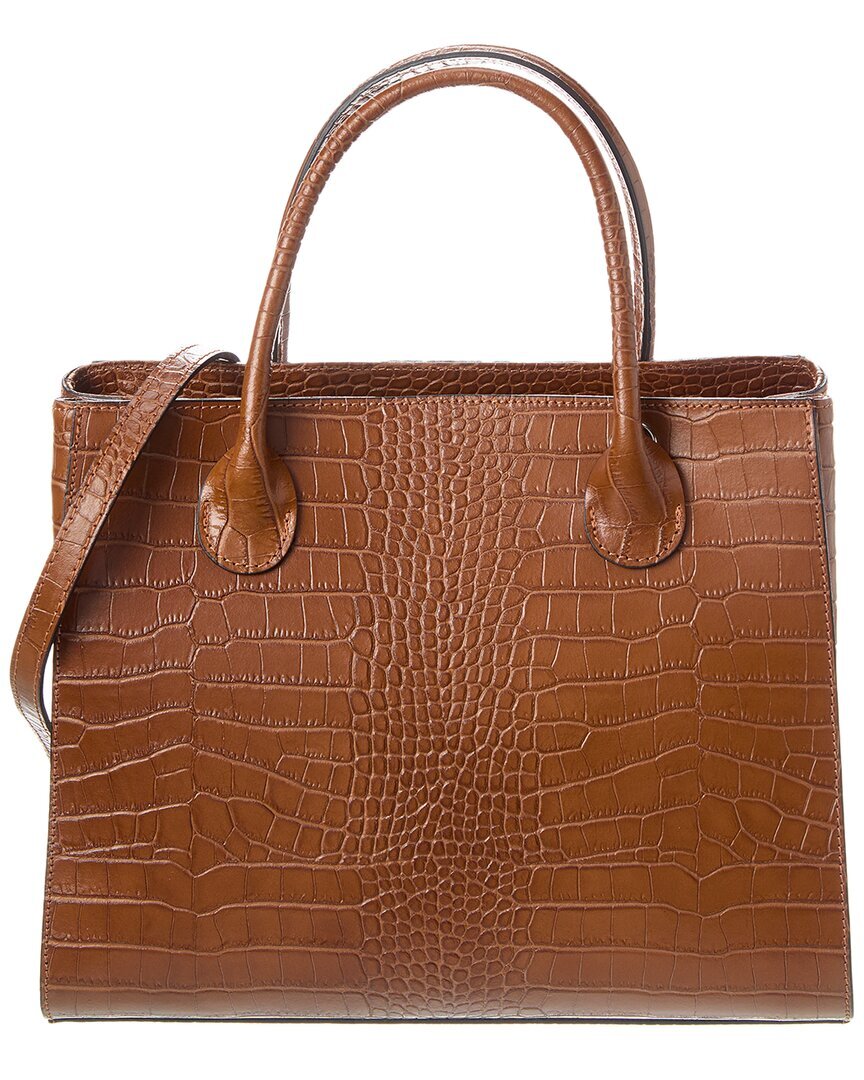 Женская сумка с верхней ручкой из итальянской кожи коричневого цвета