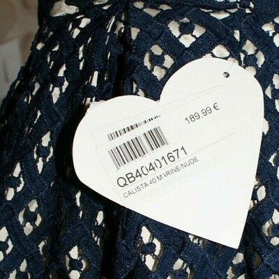 Robe Cocktail Bleu Marine Point Mariage - Taille 46 (petit) - Modèle Calista