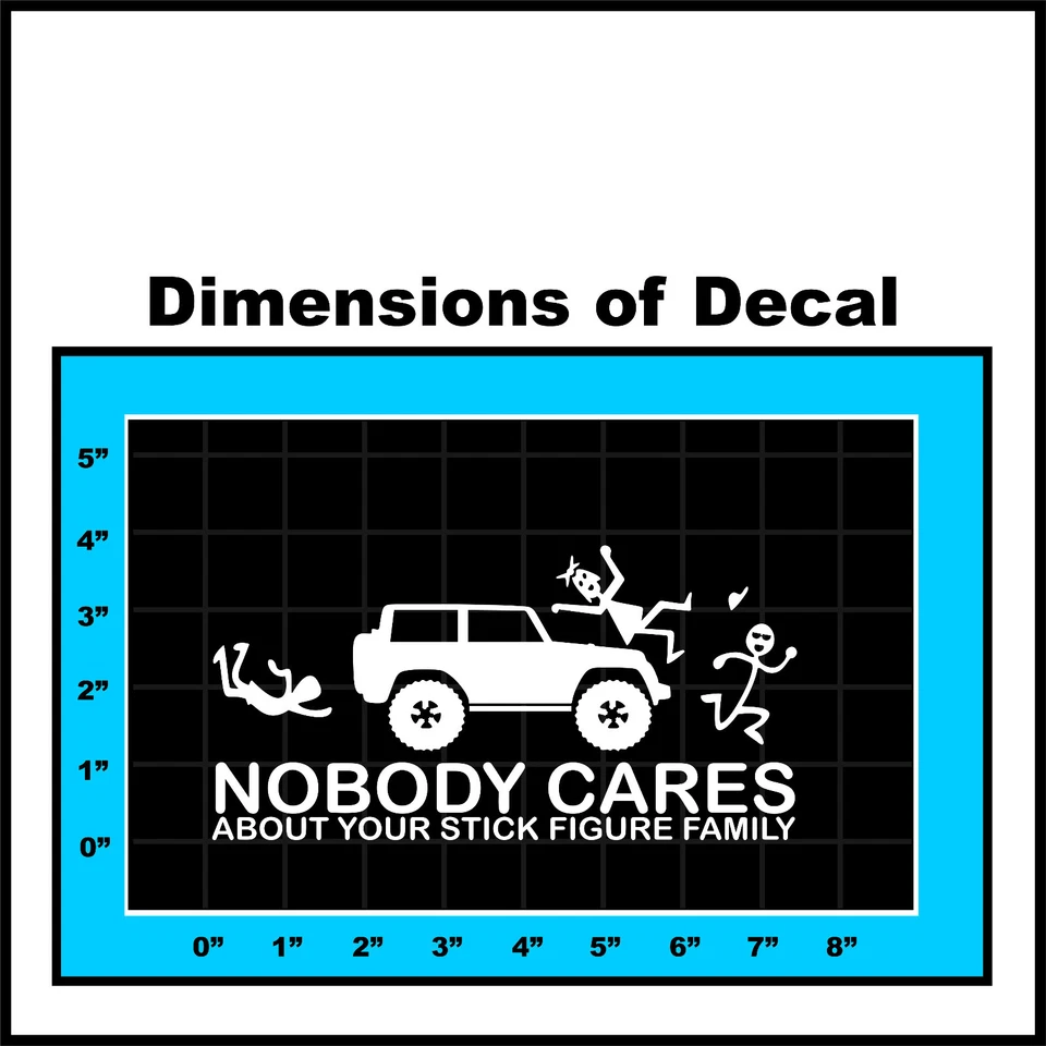 Pegatina figura adhesiva para Jeep Wrangler familia a nadie le importa calcomanía pegatina parachoques  Foto 2 de 4