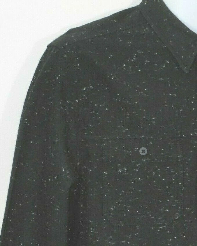 487-M255-8Q  William Rast white dots texture on black thick button shirt. Foto 4 de 4