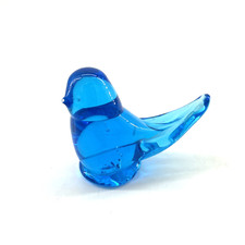 Vintage Blue Bird of Happiness Art Glass Bird Leo Ward Signed 1989 Figurine
