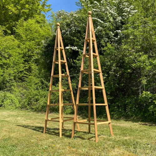wooden garden obelisk 1.9m (set of 2) pyramid climbing plant support trellis image 1